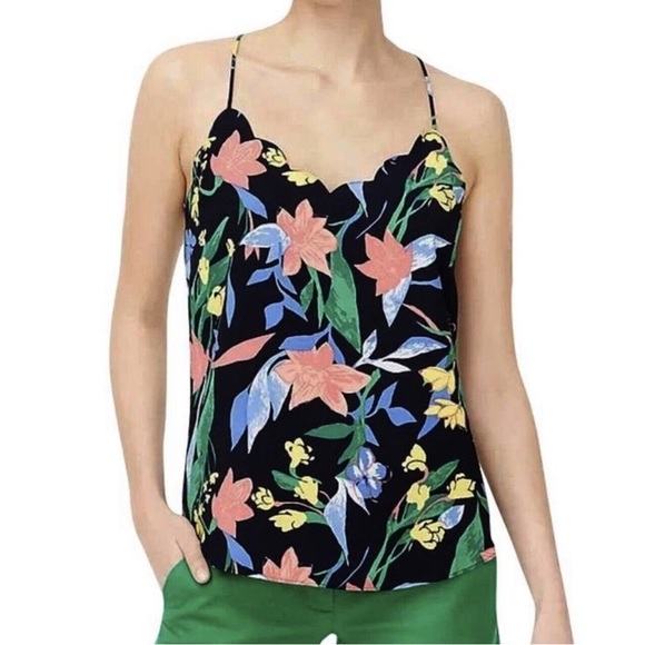 J Crew Scalloped Racerback Camisole Sz 2 - Picture 1 of 4